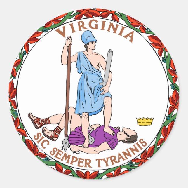 Virginia state seal.jpg classic round sticker (Front)