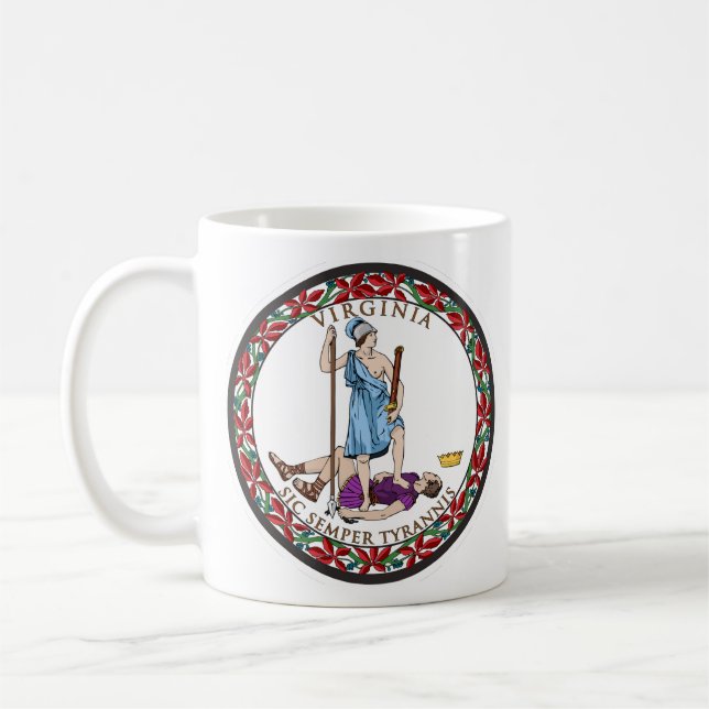 Virginia State Seal, The state flag of Virginia  Coffee Mug (Left)