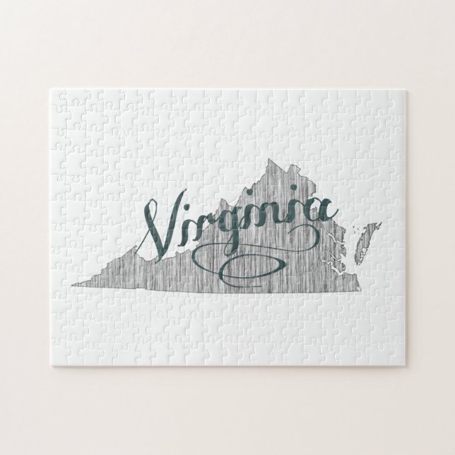 Virginia State Typography Jigsaw Puzzle (Horizontal)