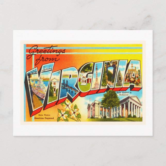 Virginia State VA Old Vintage Travel Postcard- Postcard (Front)