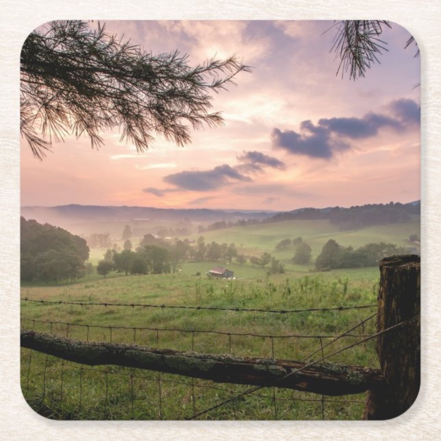 Virginia Sunset Square Paper Coaster (Front)