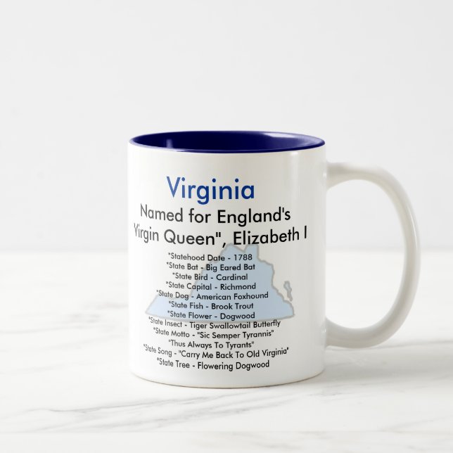 Virginia Symbols & Map Two-Tone Coffee Mug (Right)