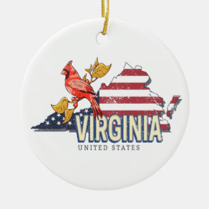 Virginia United States Retro State Map Vintage USA Ceramic Ornament