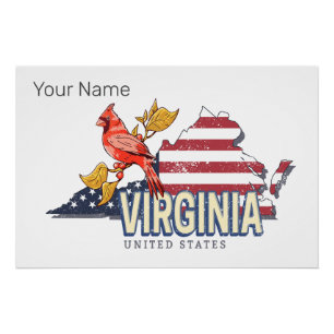 Virginia United States Retro State Map Vintage USA Poster