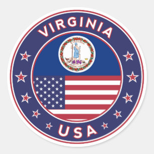 Virginia, Virginia sticker,phone case, tote bag, Classic Round Sticker