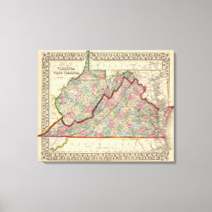 Virginia, W Virginia Map by Mitchell Canvas Print