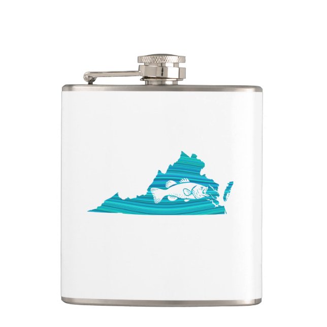 Virginia Wave Fishing Hip Flask (Front)