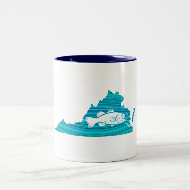 Virginia Wave Fishing Two-Tone Coffee Mug (Center)