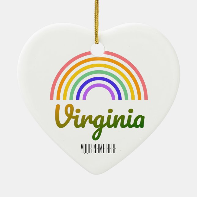 Virginia - West Virginia - Richmond - Rainbow Ceramic Ornament (Back)