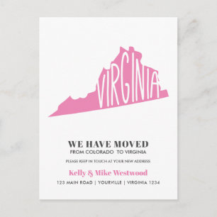VIRGINIA We've moved New address New Home Postcard