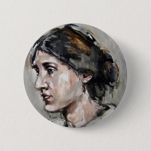 Virginia Woolf 2 Inch Round Button (Front)