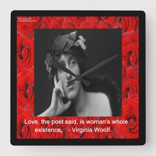 Virginia Woolf & Love Quote Wall Clock (Front)