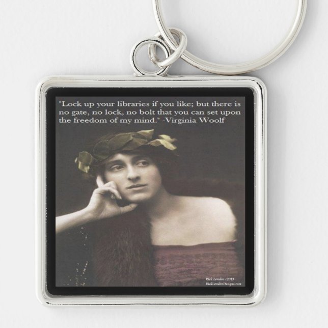 Virginia Woolf Open Mind Quote Keychain (Front)