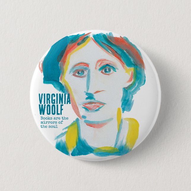 Virginia Woolf Portrait custom text | Booklovers 2 Inch Round Button (Front)