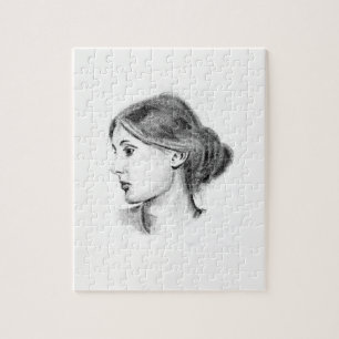 Virginia Woolf soft pencil portrait Jigsaw Puzzle