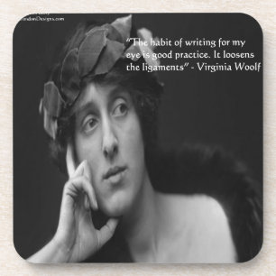 Virginia Woolf W/Zebra Stripes Writing Quote Coaster