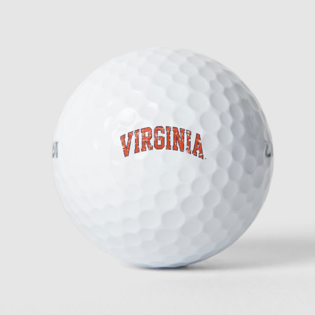 Virginia Wordmark Distressed Golf Balls (Front)