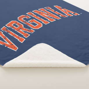 Virginia Wordmark Distressed Sherpa Blanket