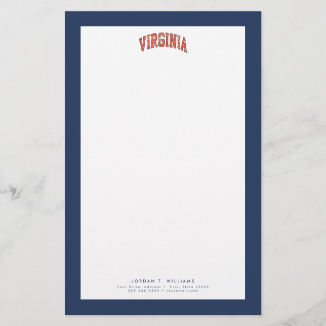 Virginia Wordmark Distressed Stationery (Front)