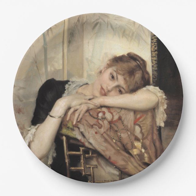 Virginie (The Parisian Woman) (by Albert Edelfelt) Paper Plate (Front)