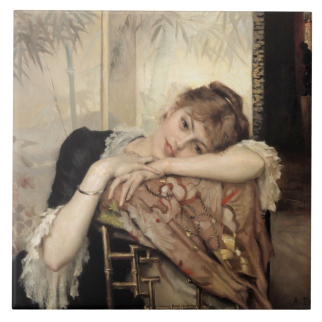 Virginie (The Parisian Woman) (by Albert Edelfelt) Tile (Front)