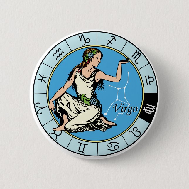 virgo astrological zodiac sign 2 inch round button (Front)