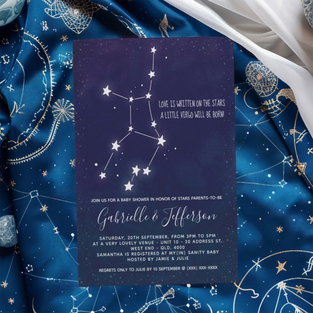 Virgo Astrology Baby Shower Invitation (Celebrate with the star sign your little one will be born under. Nature takes its course.)