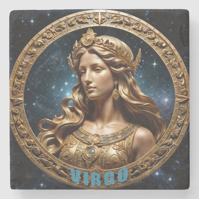 Virgo astrology sign stone coaster (Front)