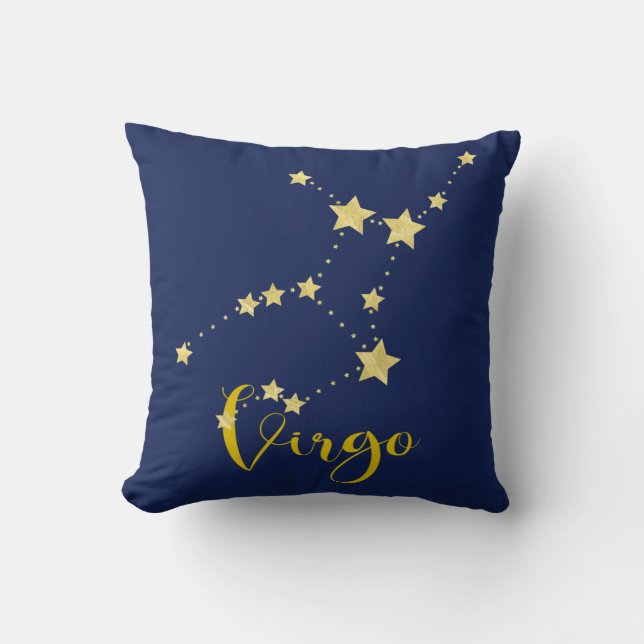 Virgo Astrology with Constellation of Stars Throw Pillow (Front)