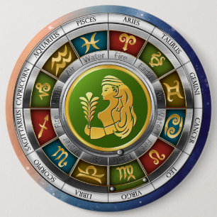 Virgo (August 23-September 22). Zodiac Signs. Case 6 Inch Round Button