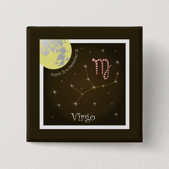 Virgo August 23 to September 23 2 Inch Square Button (Front)