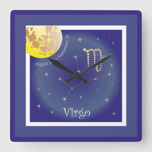 Virgo August 23 to September 23 Uhr Square Wall Clock (Front)