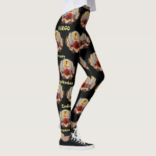 Virgo August September Birthday Zodiac Custom Name Leggings