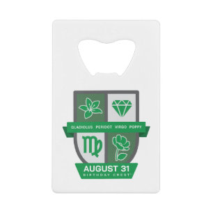 Virgo Birthday Crest™ for August 23-31 Credit Card Bottle Opener