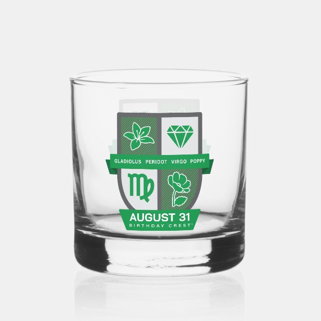 Virgo Birthday Crest™ for August 23-31 Whiskey Glass (Front)