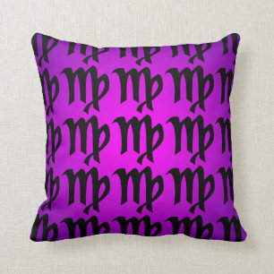 Virgo Black Magenta Purple Horoscope Sign Throw Pillow