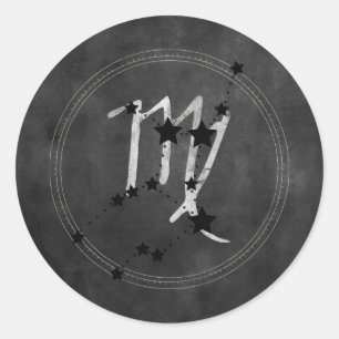 Virgo black stars silver zodiac constellation  classic round sticker