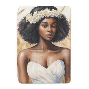 Virgo Black Woman Watercolor Zodiac Portrait iPad Mini Cover