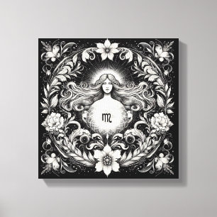 Virgo Botanical Goddess Etching Wall Decor
