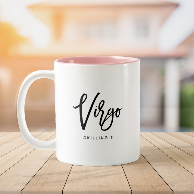 Virgo Chic Horoscope Modern Script Zodiac Sign Two-Tone Coffee Mug (Creator Uploaded)