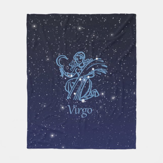 Virgo Constellation and Zodiac Sign with Stars Fleece Blanket (Front)