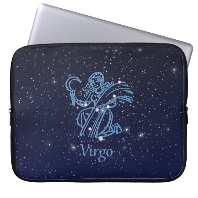 Virgo Constellation and Zodiac Sign with Stars Laptop Sleeve (Front)