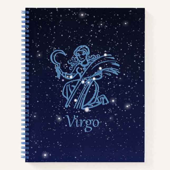 Virgo Constellation and Zodiac Sign with Stars Notebook (Front)