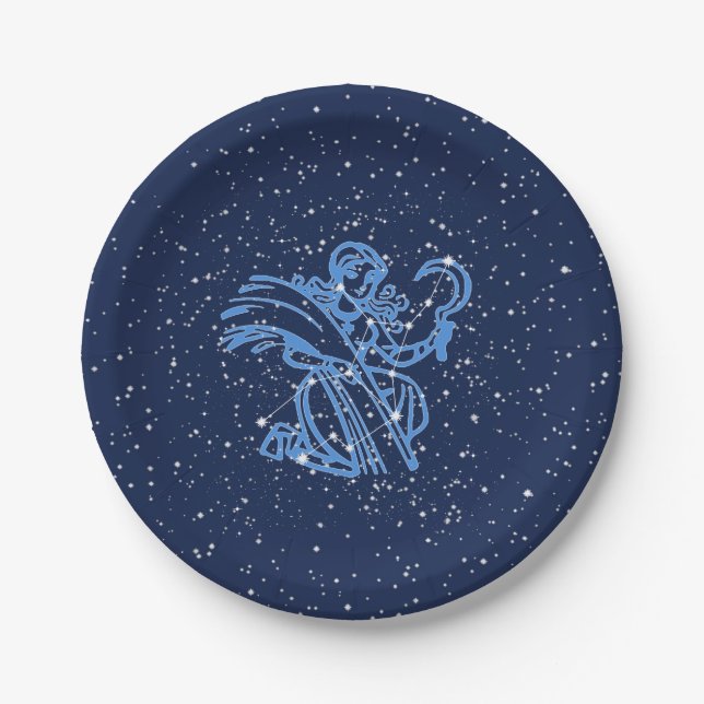 Virgo Constellation and Zodiac Sign with Stars Paper Plate (Front)