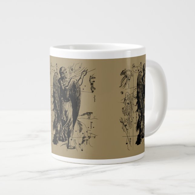 Virgo Constellation Hevelius Etching Style Large Coffee Mug (Front Right)