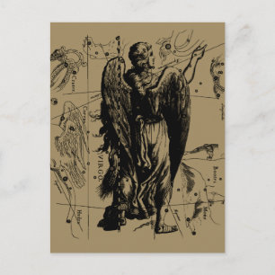 Virgo Constellation Hevelius Etching Style Postcard
