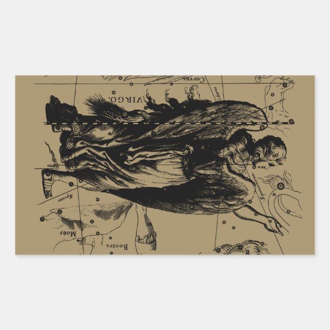 Virgo Constellation Hevelius Etching Style Sticker (Front)