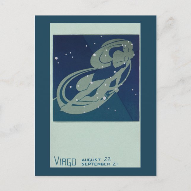 Virgo Constellation Vintage Zodiac Astrology Postcard (Front)