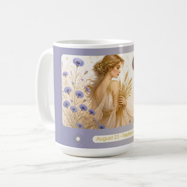 Virgo Cornflower Art Nouveau Mug (Front Left)