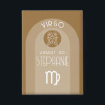 Virgo Custom Birthday Zodiac - Modern Design<br><div class="desc">Personalize this button with a birthdate and name. A custom design with the zodiac sign - Virgo - plus personality traits, information and constellation. Personalize this birthday candle with a birthdate and name. A custom birthday design with the zodiac sign - Virgo - plus personality traits, information and constellation. A...</div>